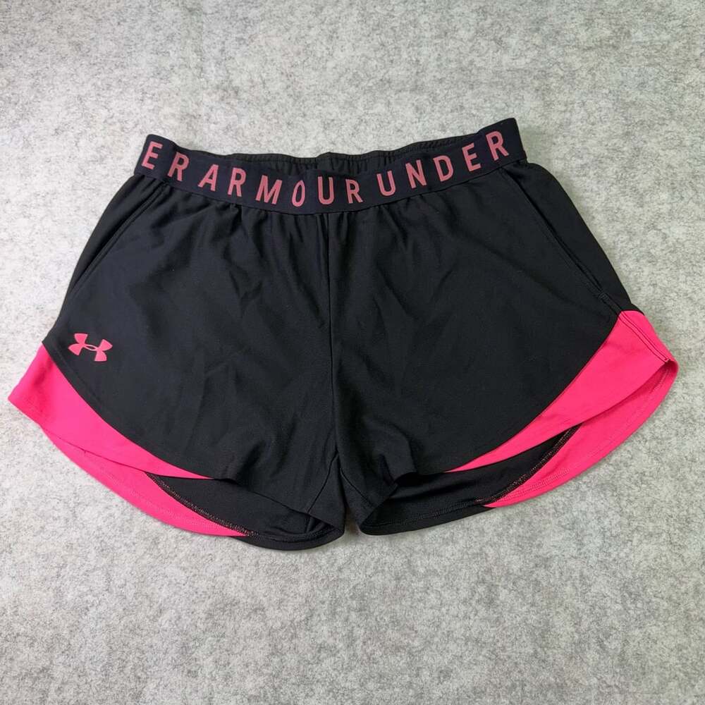 Under Armour Play Up 3.0 Shorts Size M Black Pink Athletic Running